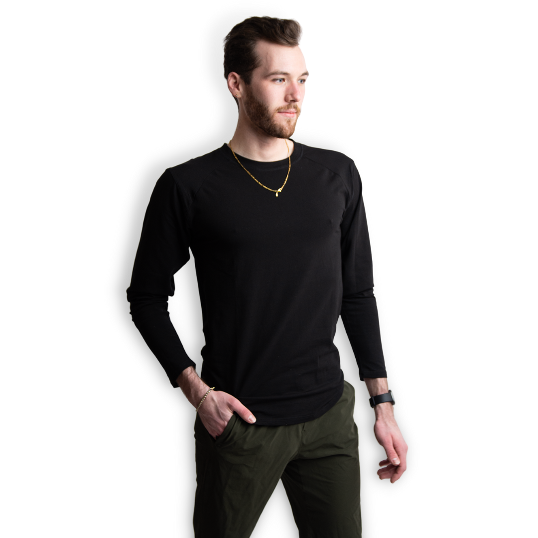 Black Long Sleeve with Curved Hem