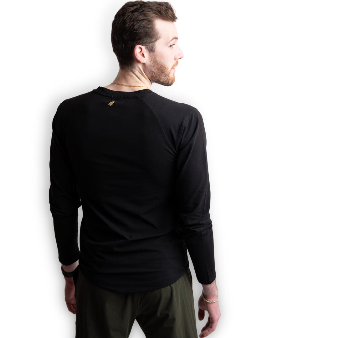 Black Long Sleeve with Curved Hem